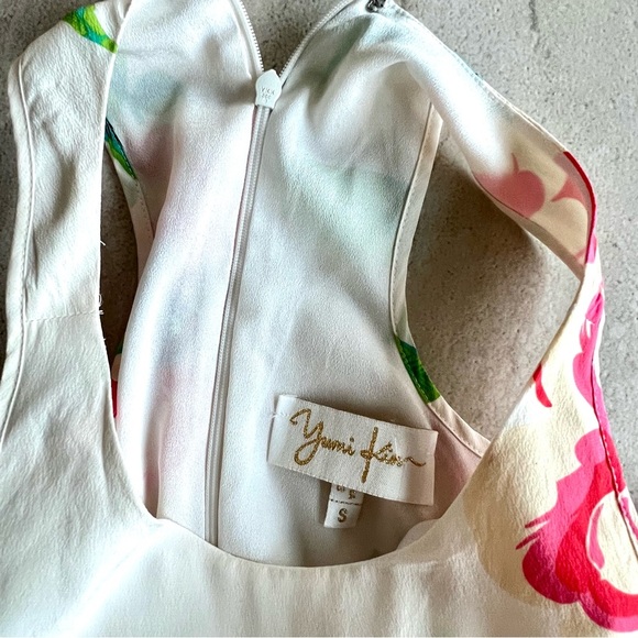 Yumi Kim White Rosebud Floral Happy Hour Silk Flare Dress Size S - Picture 7 of 14